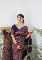 Thumbnail for Vamika Weaving Banarasi Jacquard navy Kanjivaram Saree - Distacart