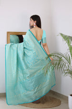 Thumbnail for Vamika Weaving Banarasi Jacquard rama Kanjivaram Saree - Distacart