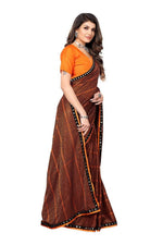 Thumbnail for Vamika Orange Lycra Knitted Saree