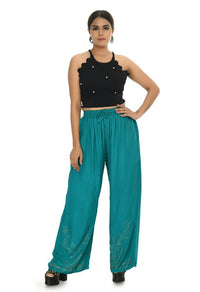 Thumbnail for Mominos Fashion Moeza Reyon Cotton Rama Green Color Sirsoki Work Palazzo