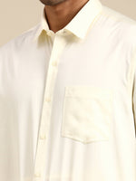 Thumbnail for Ramraj Cotton Premium Wedding Cream Regular Dhoti, Shirt & Towel Set Arathi 3/4