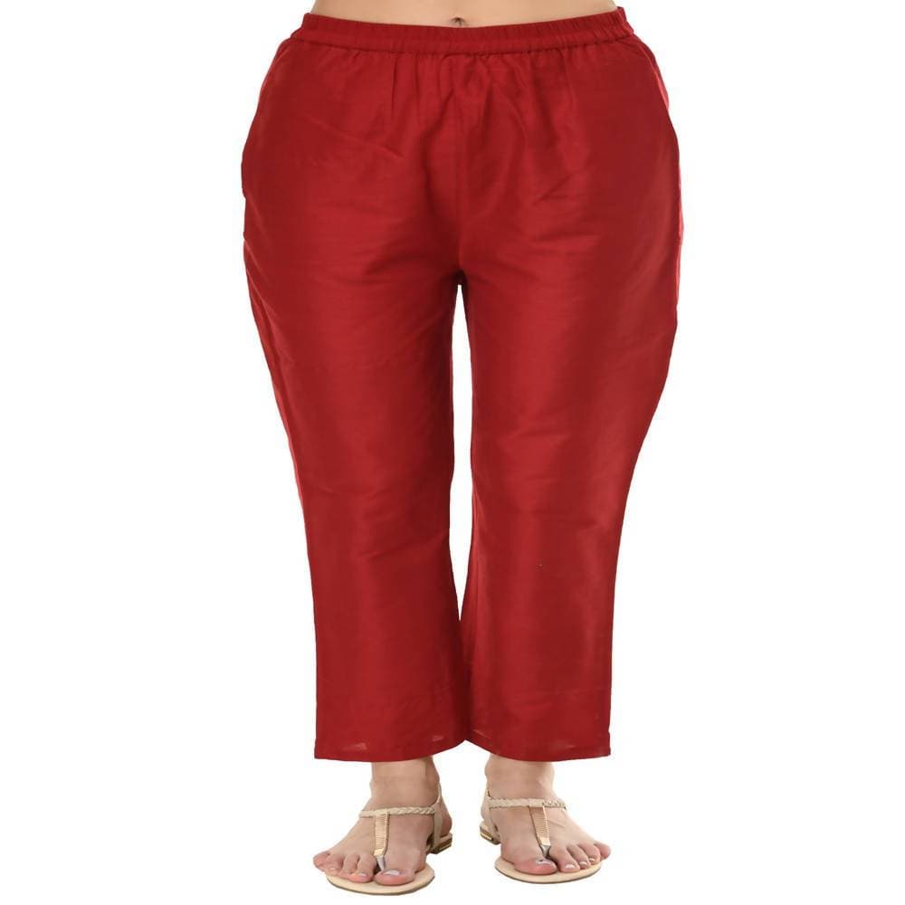 Lagi Women's Maroon Poly silk Straight Embroidred Kurta Pant (RO115A)