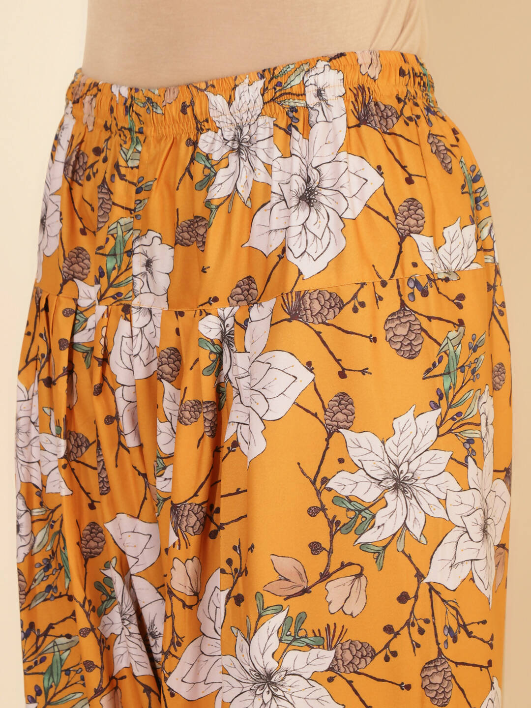 Janasya Women's Mustard Moss Digital Floral Printed Casual A-line Co-ords - Distacart