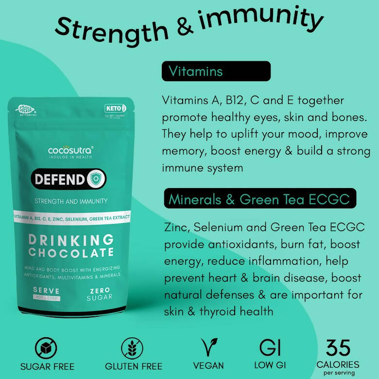 Cocosutra Lite - Defend - Sugar Free Drinking Chocolate Mix - Distacart