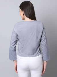 Thumbnail for Even Apparels Grey Polywool Open Front Statement Women's Jacket (BF740) - Distacart