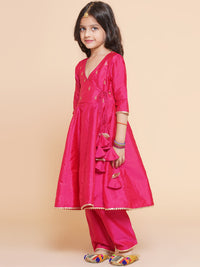 Thumbnail for Girls Blue Embroidered Kurta With Trousers & With Dupatta for Kids - Bhama - Distacart