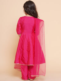 Thumbnail for Girls Blue Embroidered Kurta With Trousers & With Dupatta for Kids - Bhama - Distacart