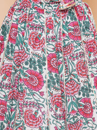 Thumbnail for Girls Off White & Pink Flower Print Choli Ready to wear Lehenga With Dupatta for Kids - Bhama - Distacart