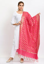 Thumbnail for Mominos Fashion Moeza Women's Banarsi Silk Floral Woven Design Pink Dupatta - Distacart