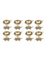 Thumbnail for Tied Ribbons Gold Toned 8 Pieces Decorative Brass Diyas With Tortoise Base - Distacart