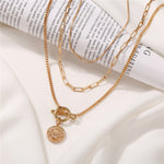 Thumbnail for Gold-Plated Alloy Layered Designer Short Necklace - The Pari - Distacart