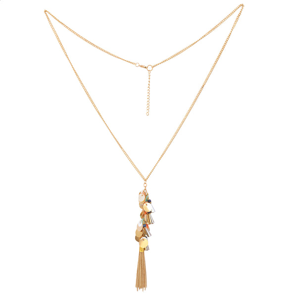 Gold-Plated Alloy Long Multi Chain Necklace - The Pari - Distacart