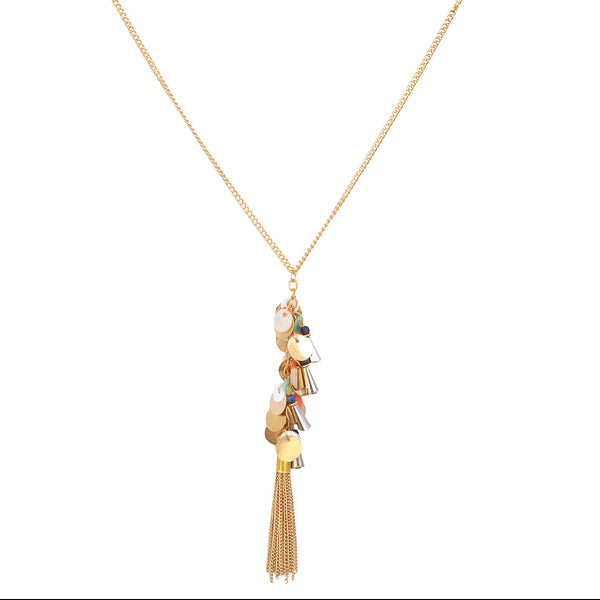 Gold-Plated Alloy Long Multi Chain Necklace - The Pari - Distacart