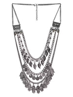 Thumbnail for Silver-Plated Alloy Multi Layer Silver Oxidised Necklace - The Pari - Distacart