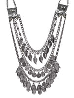 Thumbnail for Silver-Plated Alloy Multi Layer Silver Oxidised Necklace - The Pari - Distacart