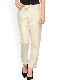 Thumbnail for NOZ2TOZ Women's Set Of 2 Cigarette Trousers In Off-White And Pink - Distacart