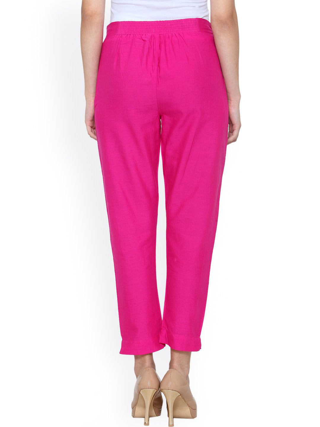 NOZ2TOZ Women's Set Of 2 Cigarette Trousers In Off-White And Pink - Distacart