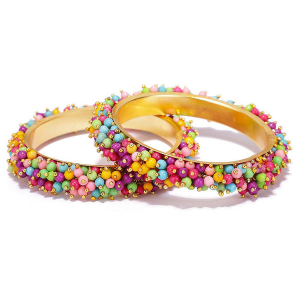 Mominos Fashion Joharkamal Gold-Plated Multi Beads Work Bangles - Distacart
