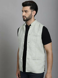 Thumbnail for Even Apparels Nehru Jacket With Welt Pockets - Green - Distacart
