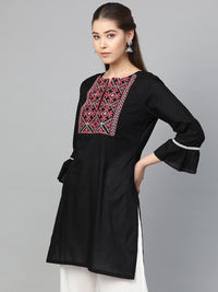 Thumbnail for Women's Black Embroidered Tunic - Bhama - Distacart