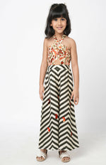 Thumbnail for Lil Drama Chromatic Fusion Girls Black & White Stripe Hand Embroidery Jumper - Distacart