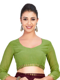 Thumbnail for Mimosa Women's Green Chiffon Banarasi Silk Saree - Distacart