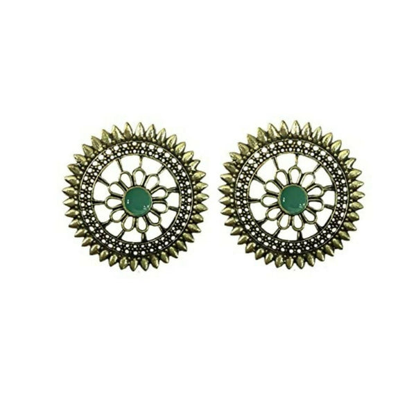 Tiaraa Green Golden Floral Antique Stud Fashion Earrings - Distacart