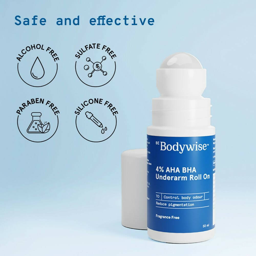BeBodywise 4% AHA BHA Underarm Roll On - Fragrance Free - Distacart