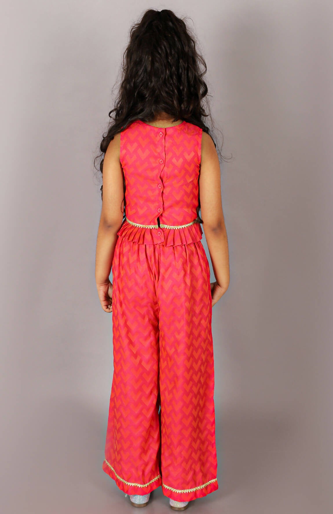 Lil Drama Folklore Girls Pink Crop Top With Pants Co-Ordinate Set - Distacart