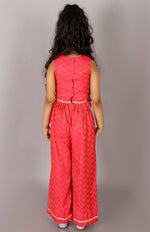 Thumbnail for Lil Drama Folklore Girls Pink Crop Top With Pants Co-Ordinate Set - Distacart