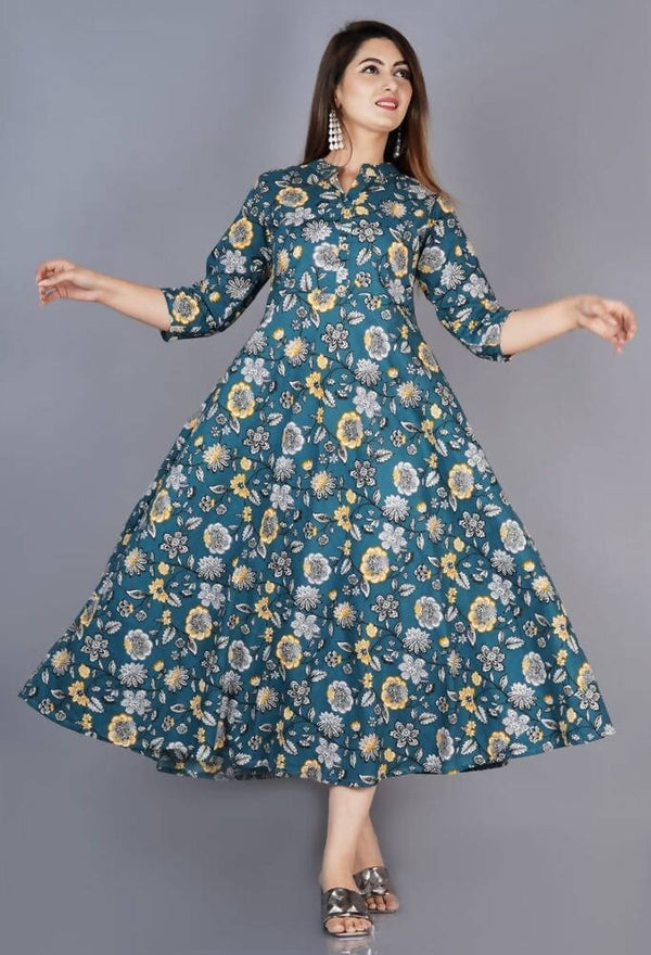 Vamika Cotton Sea Green Party Wear Kurti