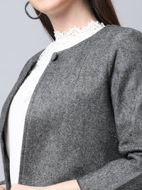 Thumbnail for Even Apparels Black Pure Wool Open Front Statement Women's Jacket - Distacart