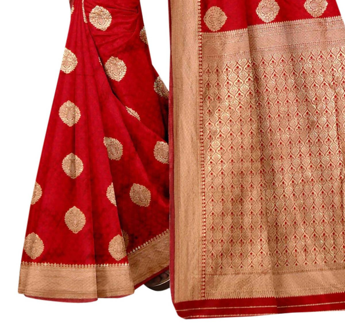Vamika Weaving Banarasi Jacquard Red Saree - Distacart