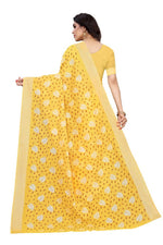 Thumbnail for Vamika Yellow Linen Zari Border Saree