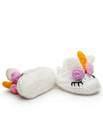 Thumbnail for Chutput Kids Woollen Hand Knitted Unicorn Detailed Booties - White - Distacart