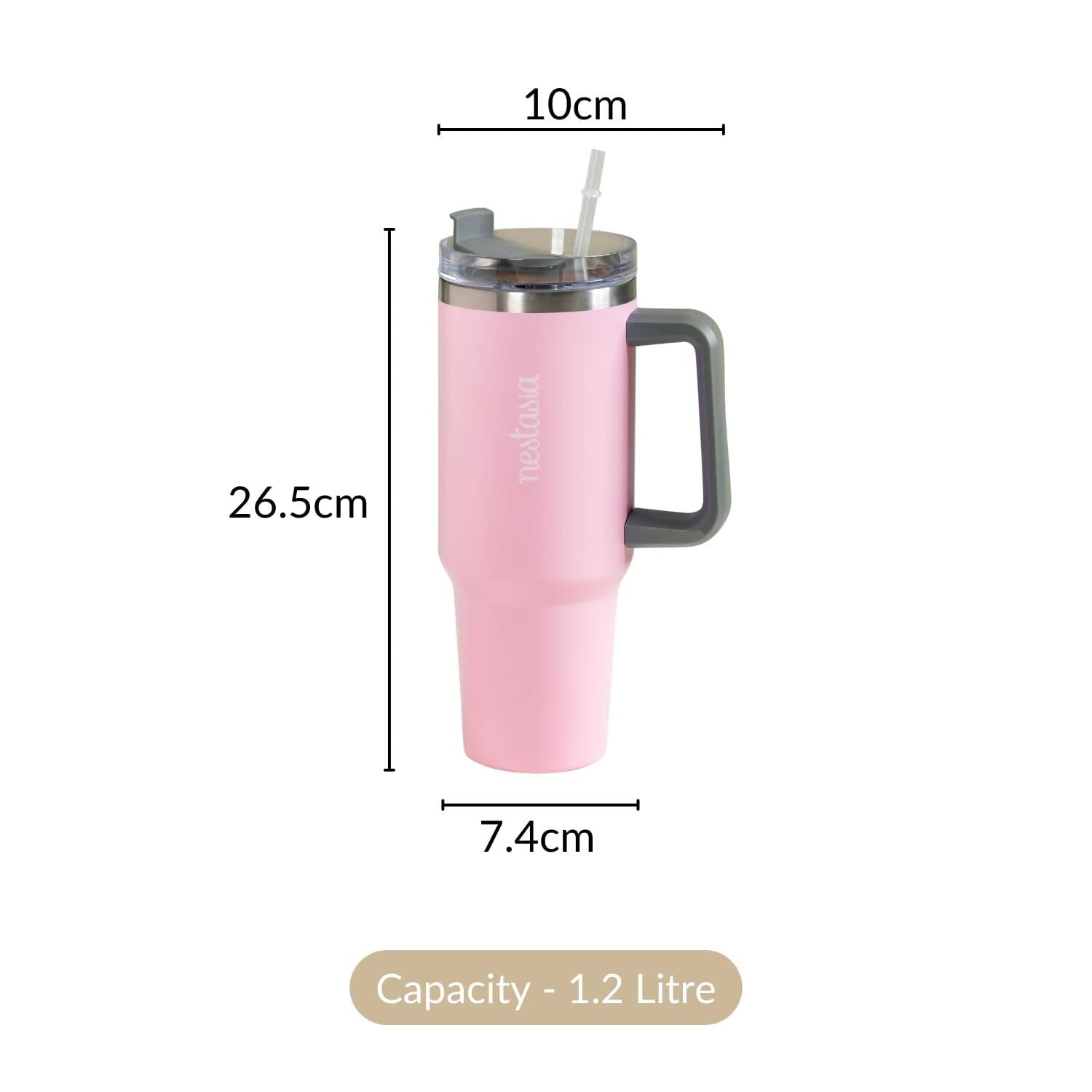 Nestasia Tumbler with Handle Straw & Lid - 1.2L (Pink) - Distacart