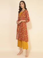 Thumbnail for Janasya Women's Mustard Moss Solid Festive Crop Top Set - Distacart