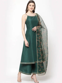 Thumbnail for Myshka Women Green Kurta with Palazzos & With Dupatta - Distacart