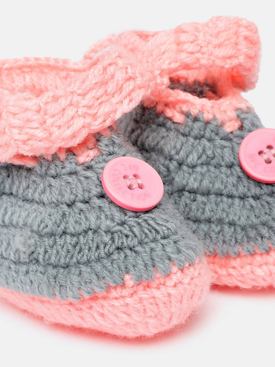Chutput Kids Woollen Hand Knitted Self Desgin Detailed Booties - Grey - Distacart