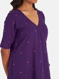 Thumbnail for Suta Women's Purple Geometric Fit and Flare Dress - Distacart