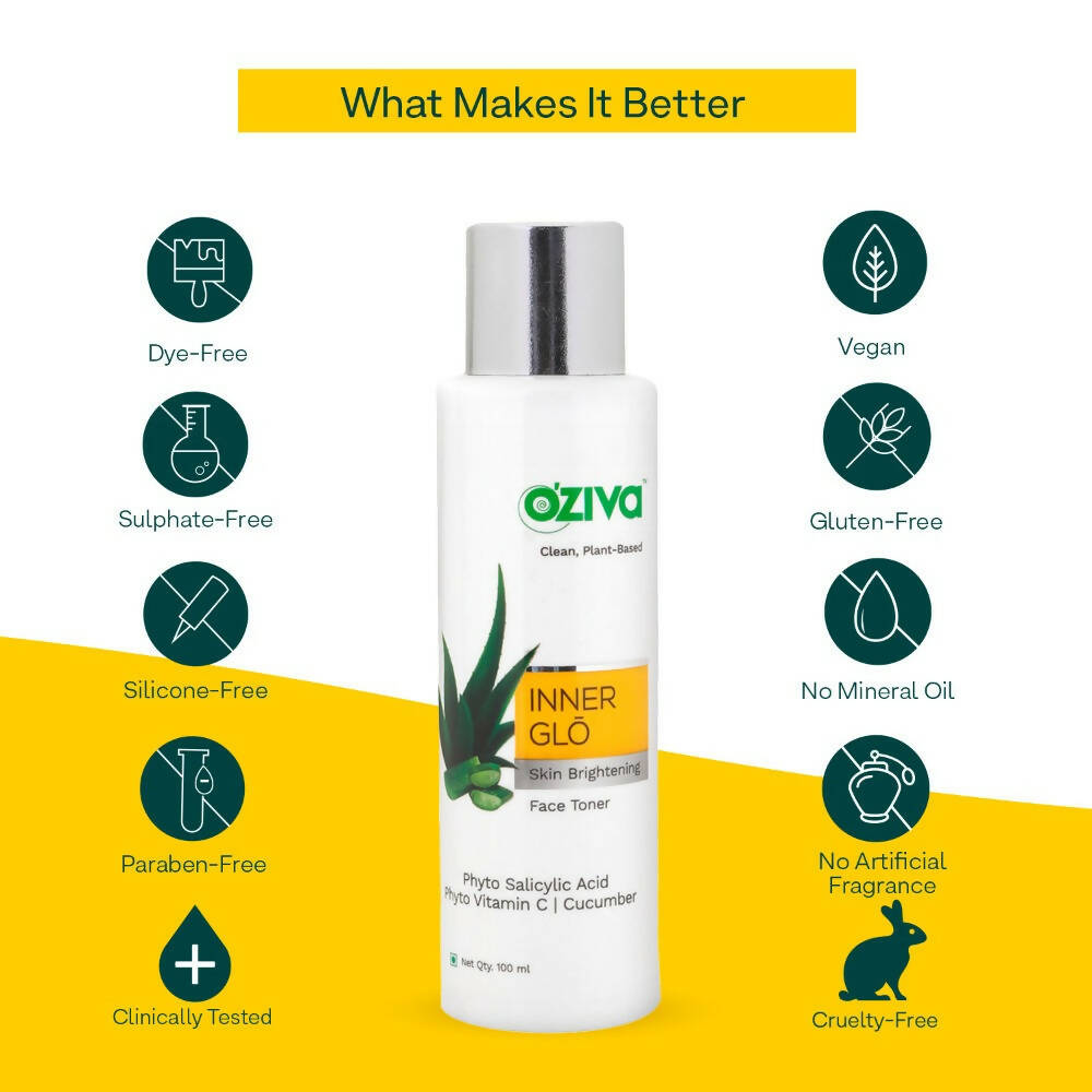 OZiva Inner Glo Skin Brightening Face Toner - Distacart