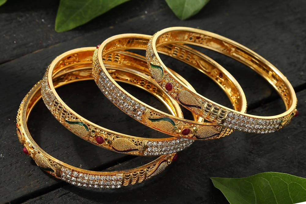 Mominos Fashion Kamal Johar AD Golden Bangles Set