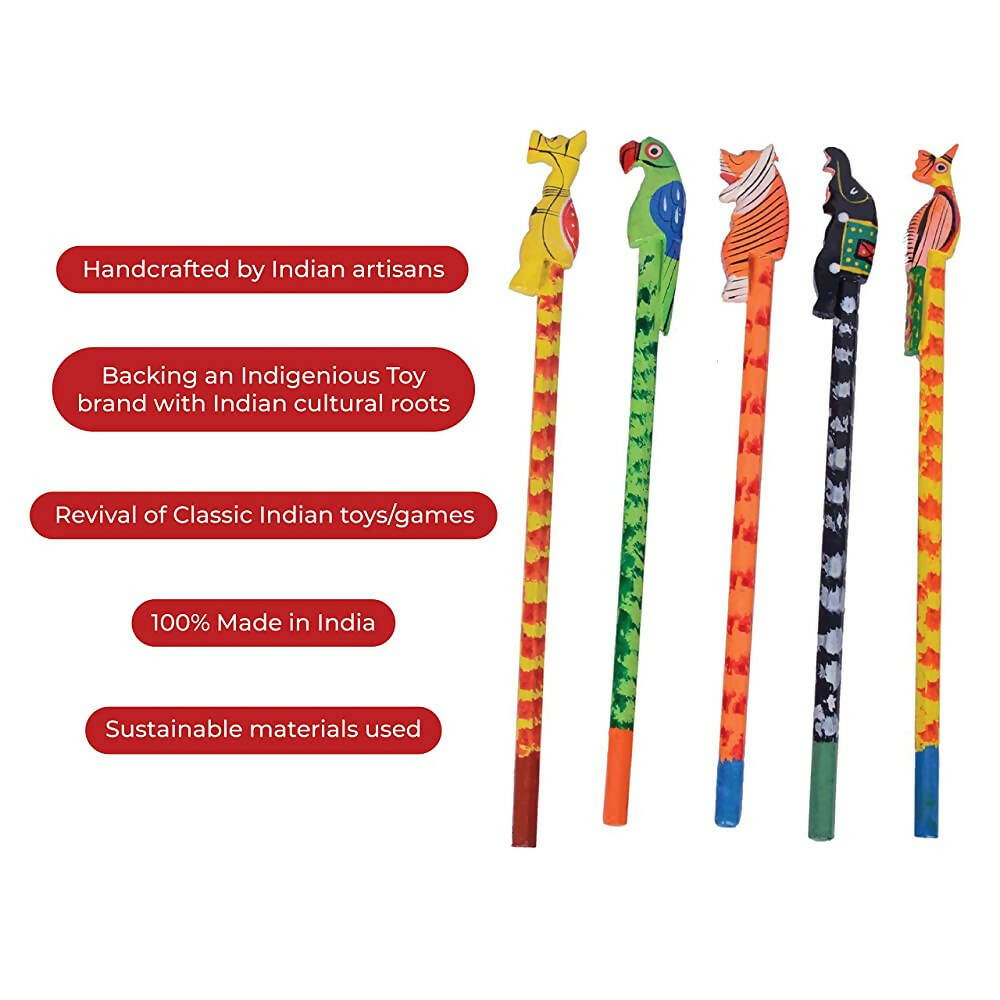 Desi Toys Handpainted pencils set of 5/Rangeen Kalam PO5 - Distacart
