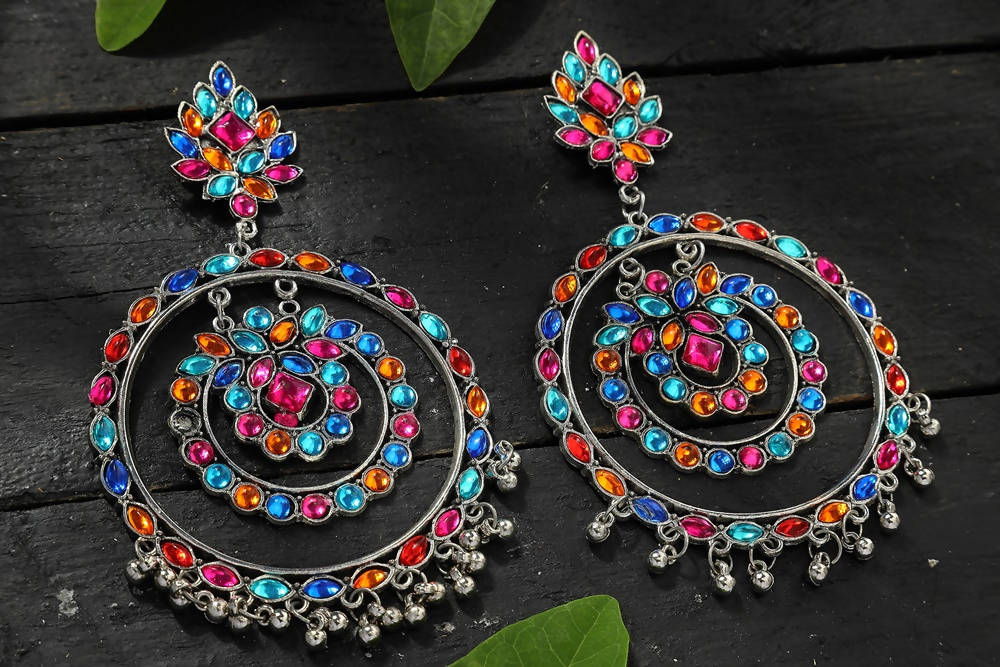 Mominos Fashion Johar Kamal Women's Multi Colour Kundan Circles Earrings - Distacart