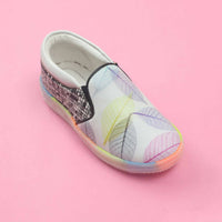 Thumbnail for Tiny Bugs Girls Leaf Printed Slip Ons Sneakers - White - Distacart