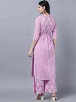 Thumbnail for Myshka Stylish Pink 3/4 Sleeve Women's Kurta Palazzo Set - Distacart