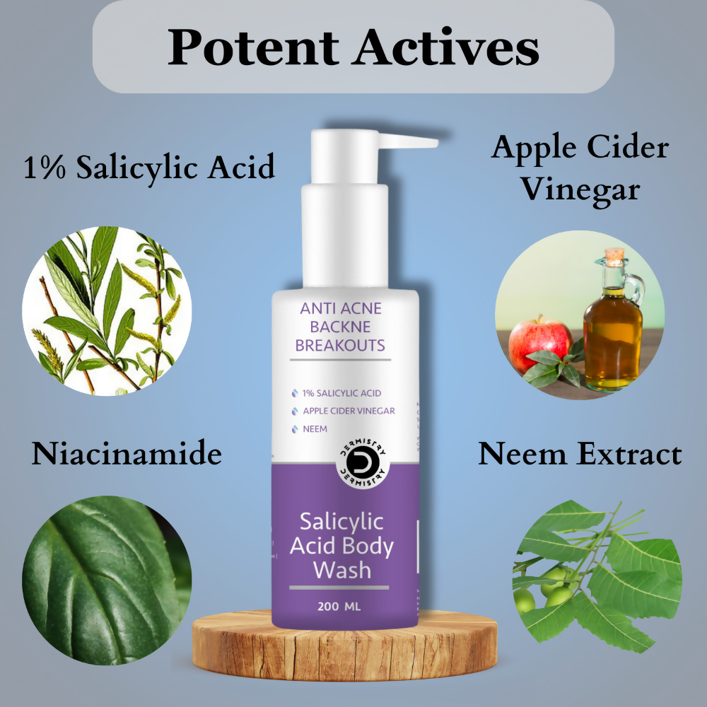 Dermistry 1% Salicylic Acid Apple Cider Vinegar Anti Acne Body Wash - Distacart