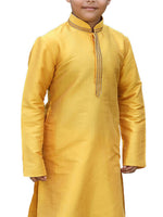 Thumbnail for Manyavar Boys Mustard Yellow Solid Kurta Set - Distacart