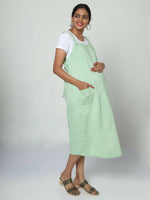 Thumbnail for Manet Half Sleeves Solid Maternity Dress With Concealed Zipper Nursing Access - Green - Distacart