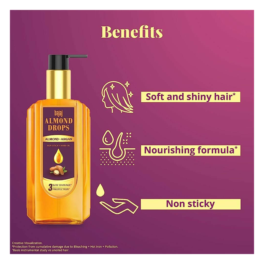 Bajaj Almond Drops Almond + Argan Hair Oil - Distacart